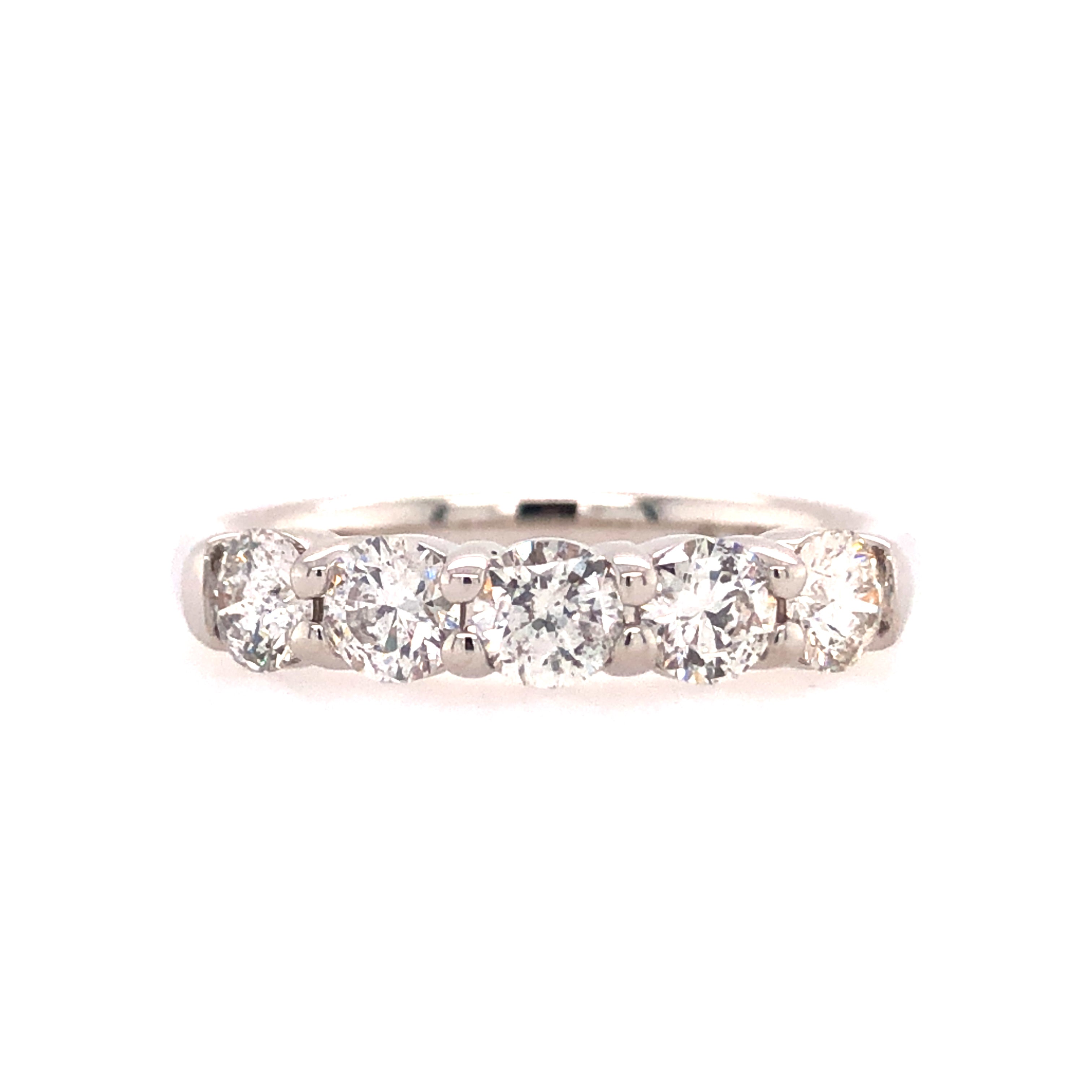 14k White Gold Five Stone Lakeshore Diamond Anniversary Ring