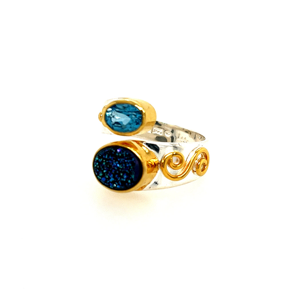 Sterling Silver And Vermeil Blue Topaz Ring