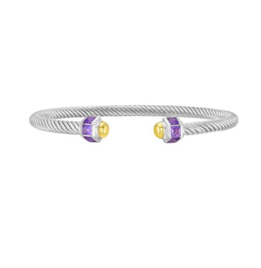Sterling Silver And 18 Karat Amethyst Bracelet