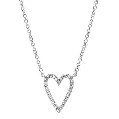 14k White Gold Heart Diamond Pendant