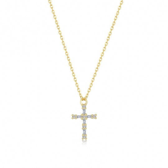 Gold Plated CZ Cross Pendant