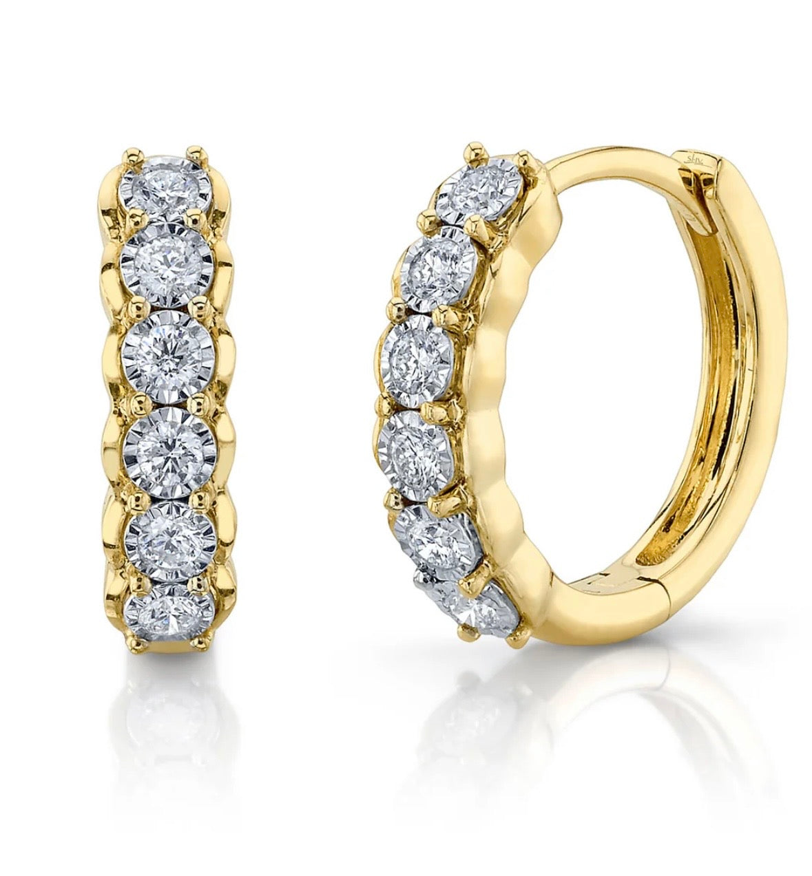 14 Karat Huggie Diamond Earrings