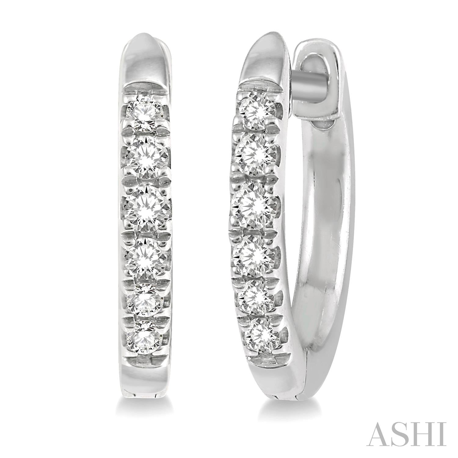 10K White Gold Huggie Diamond Earrings - Ashi Diamonds LLC