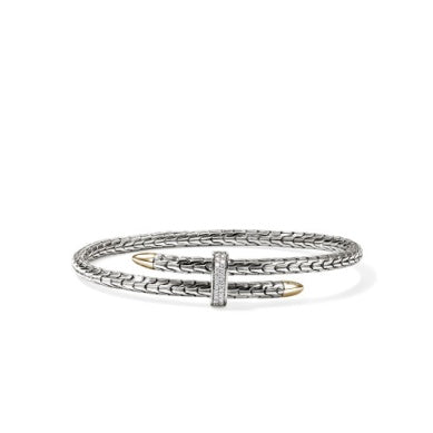 Sterling Silver And 14 Karat Diamond Bracelet