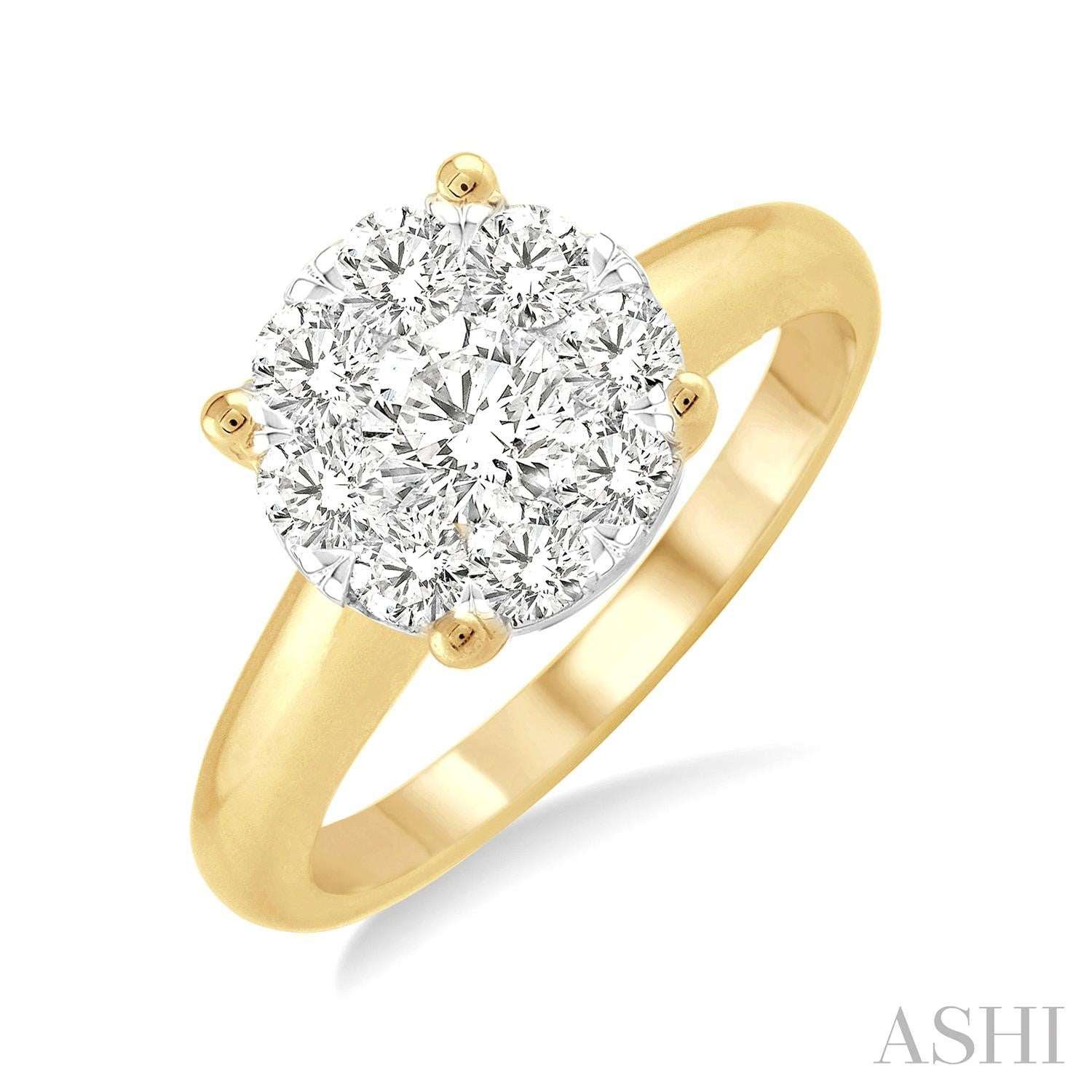 14K Yellow And White Gold Lovebright Round Diamond Engagement Ring