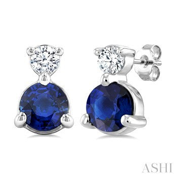 10 Karat Sapphire Button Earrings - Ashi Diamonds LLC