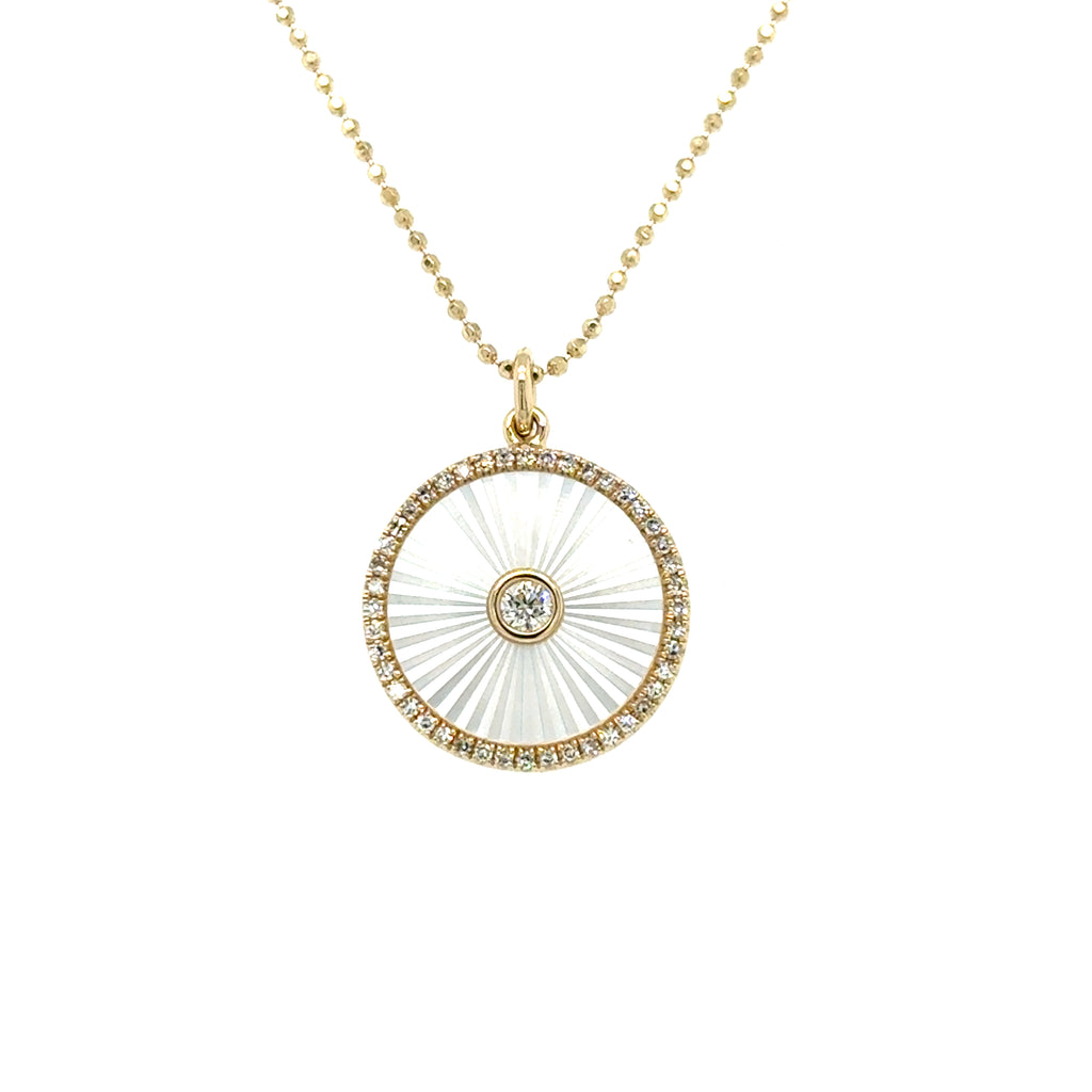 14K Yellow Gold Circle Diamond Pendant