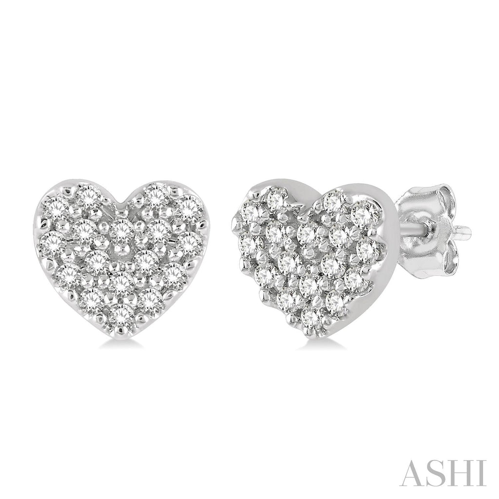 10K White Gold Heart Earrings