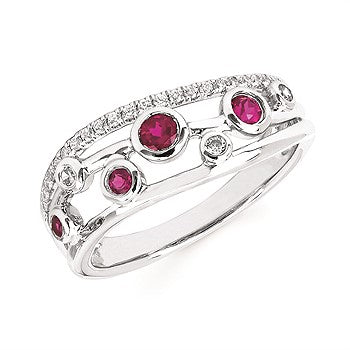 14k White Gold Rubies Ring