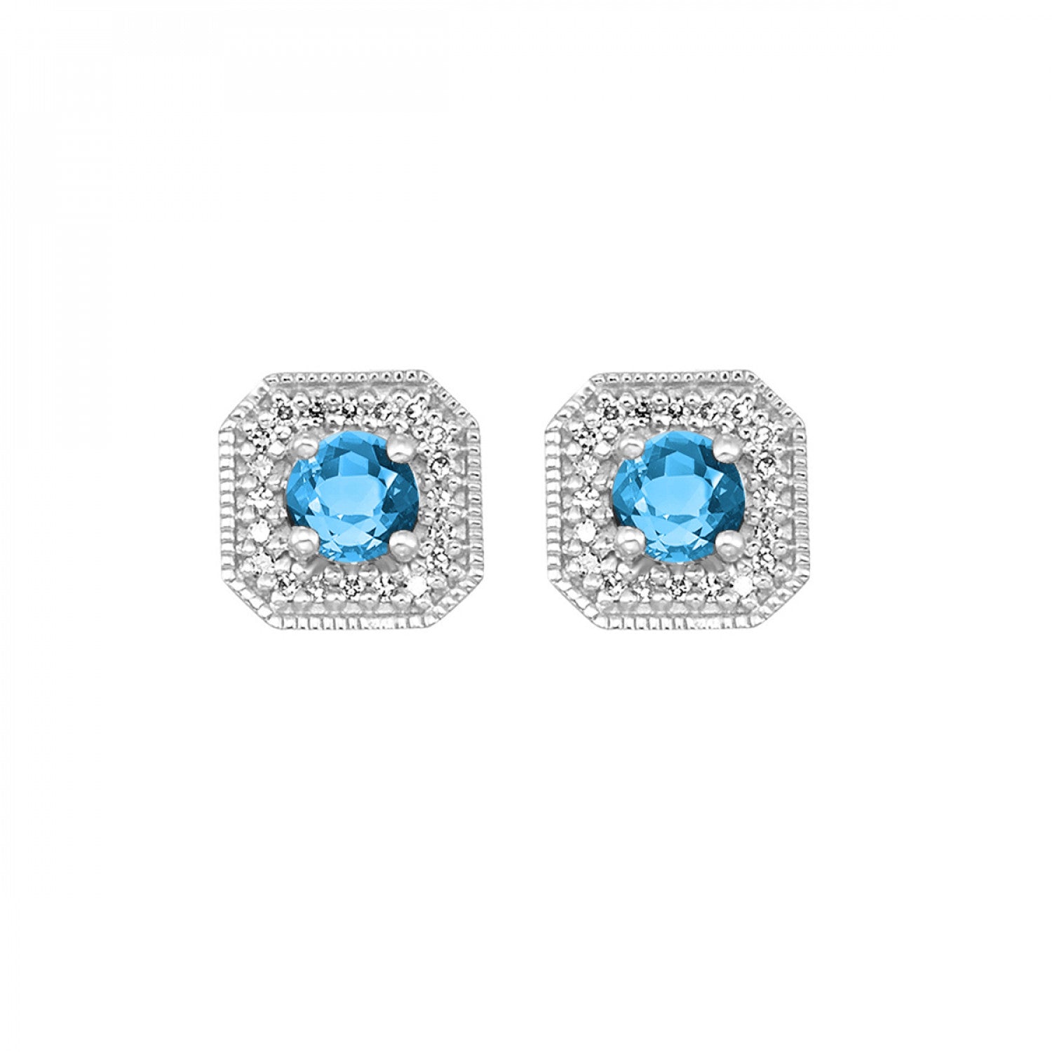 10K White Gold Blue Topaz Earrings