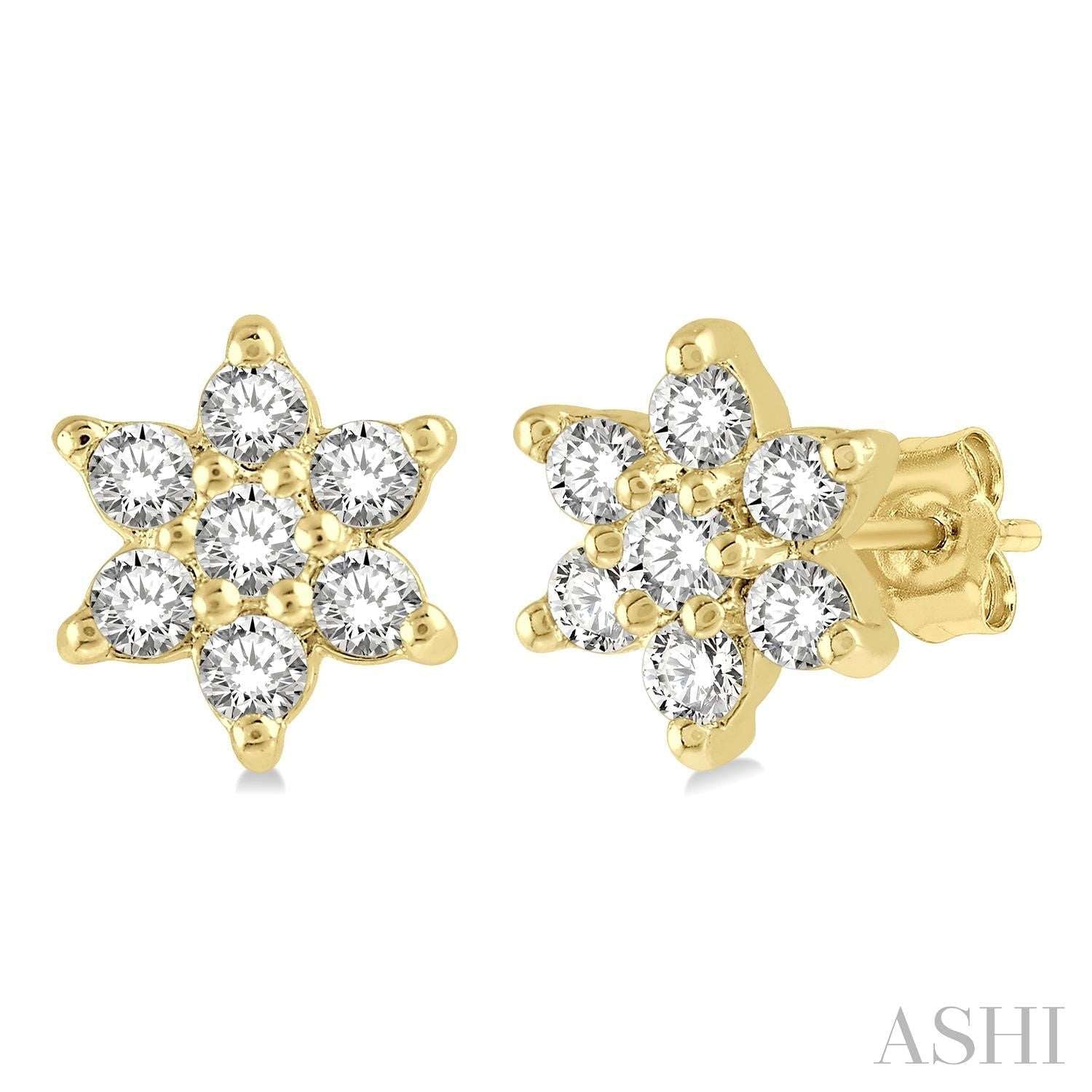 10K Yellow Gold Floral Earrings