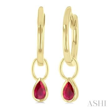 14 Karat Rubies Small Hoop Earrings - Ashi Diamonds LLC