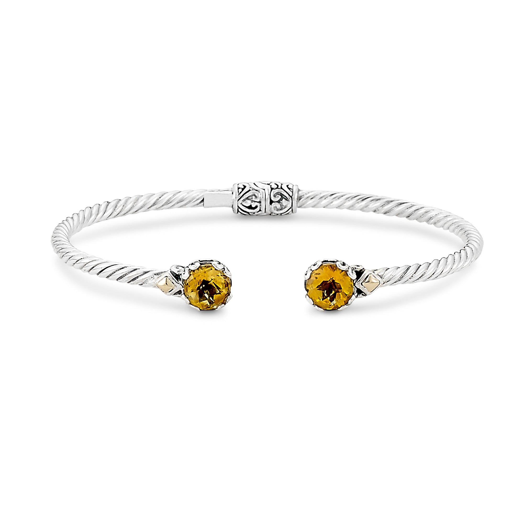 Sterling Silver And 18K Yellow Gold Citrines Bracelet
