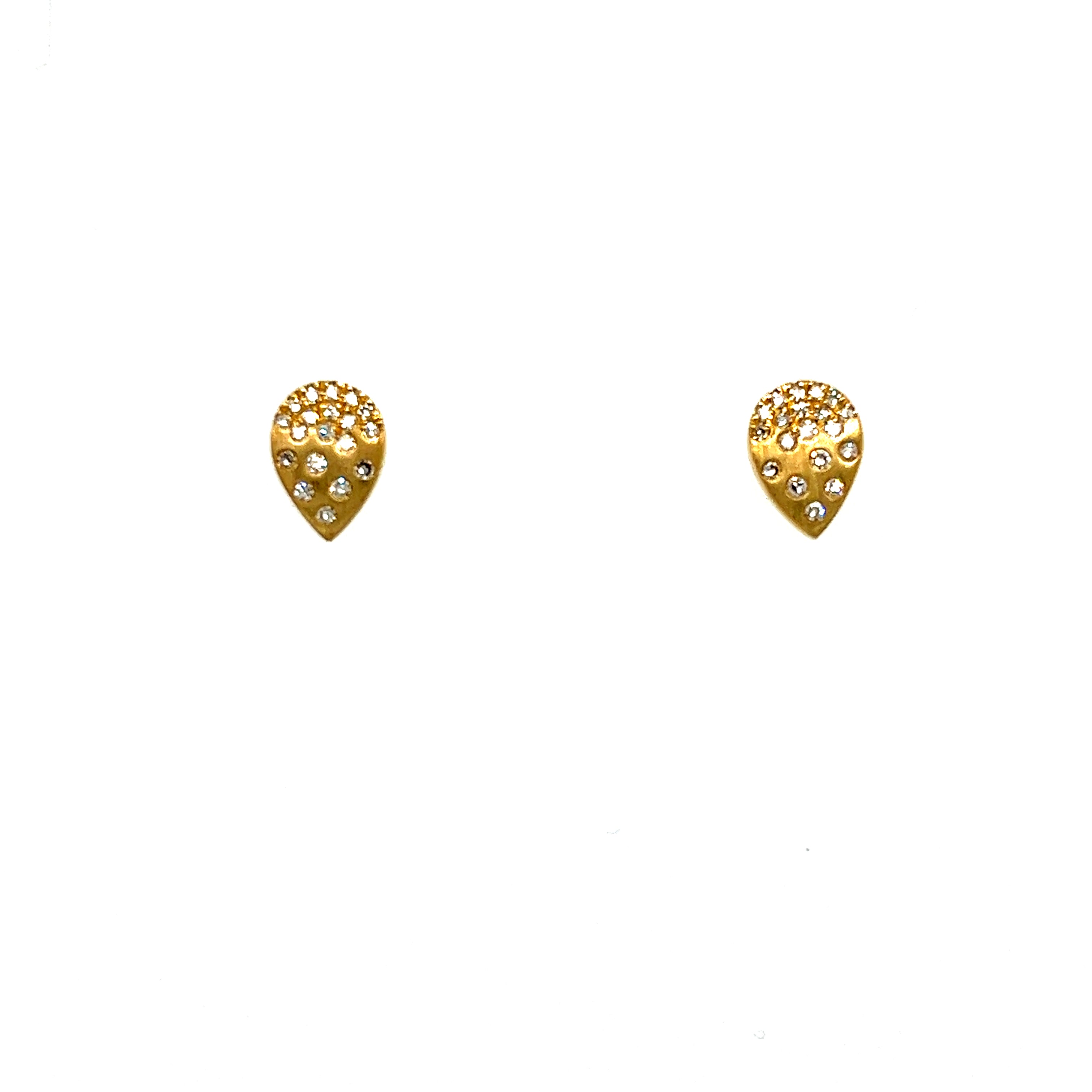 14K Yellow Gold Button Diamond Earrings - Dilamani