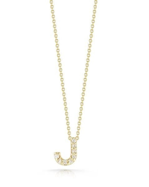 18K Yellow Gold Letter J Diamond Necklace