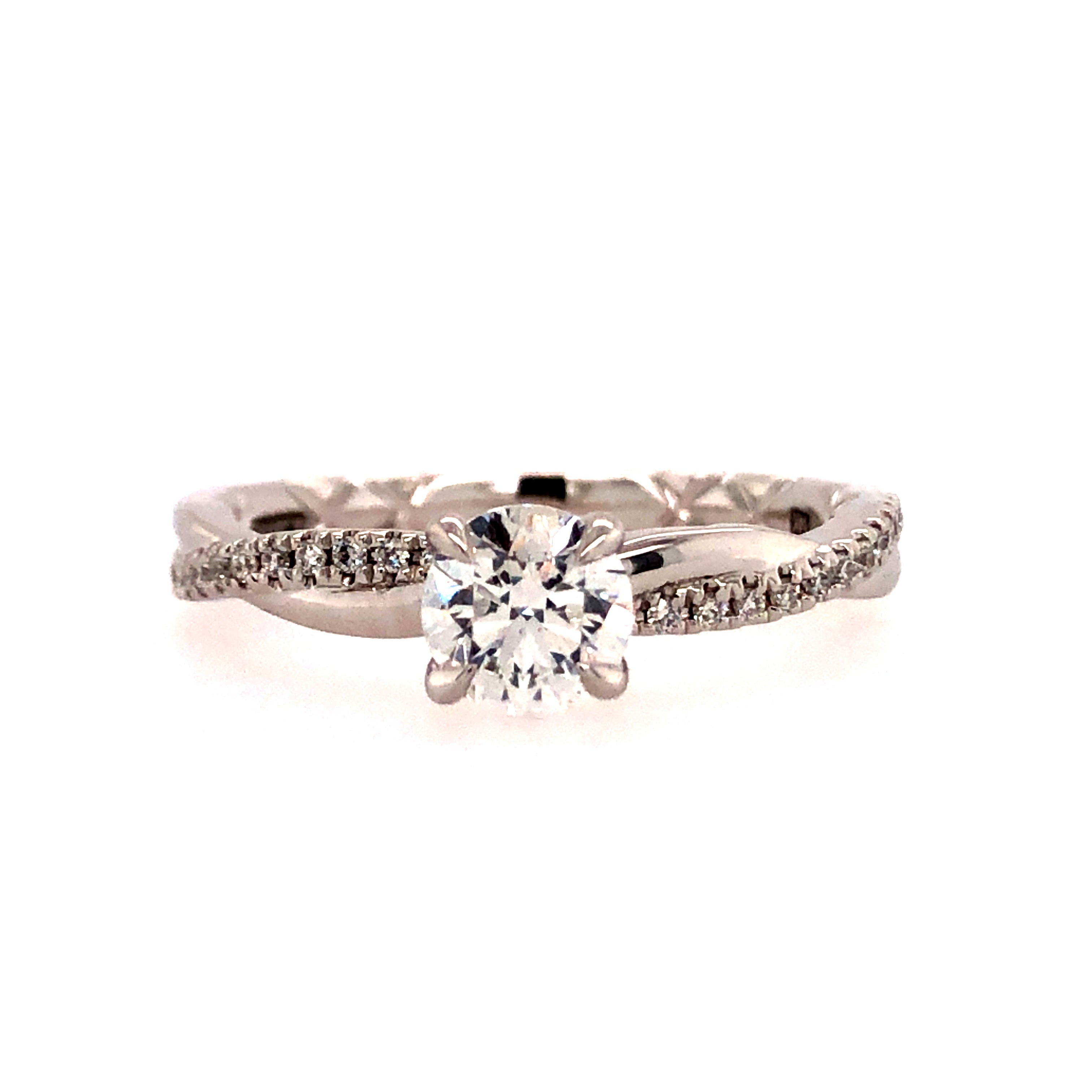 14k White Gold Modern Round Diamond Engagement Ring