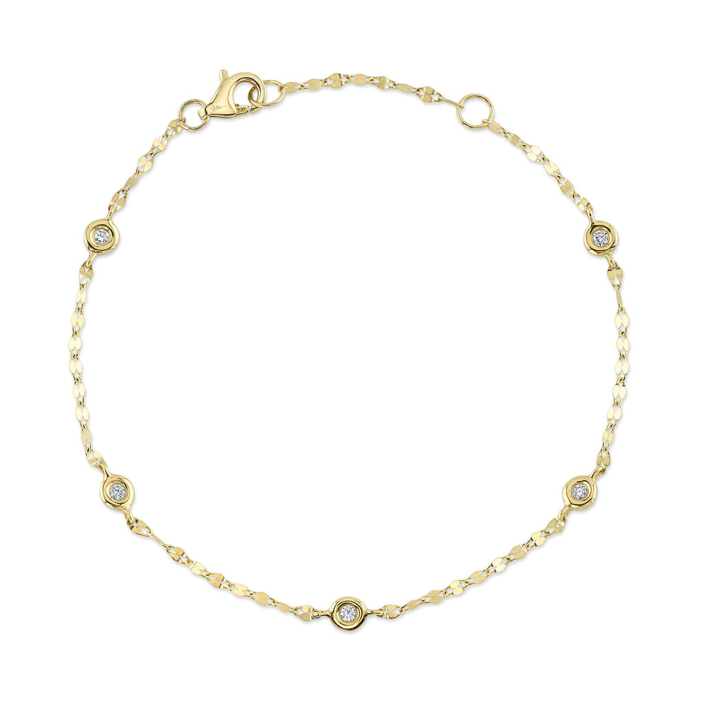 14K Yellow Gold Diamond Station Bracelet