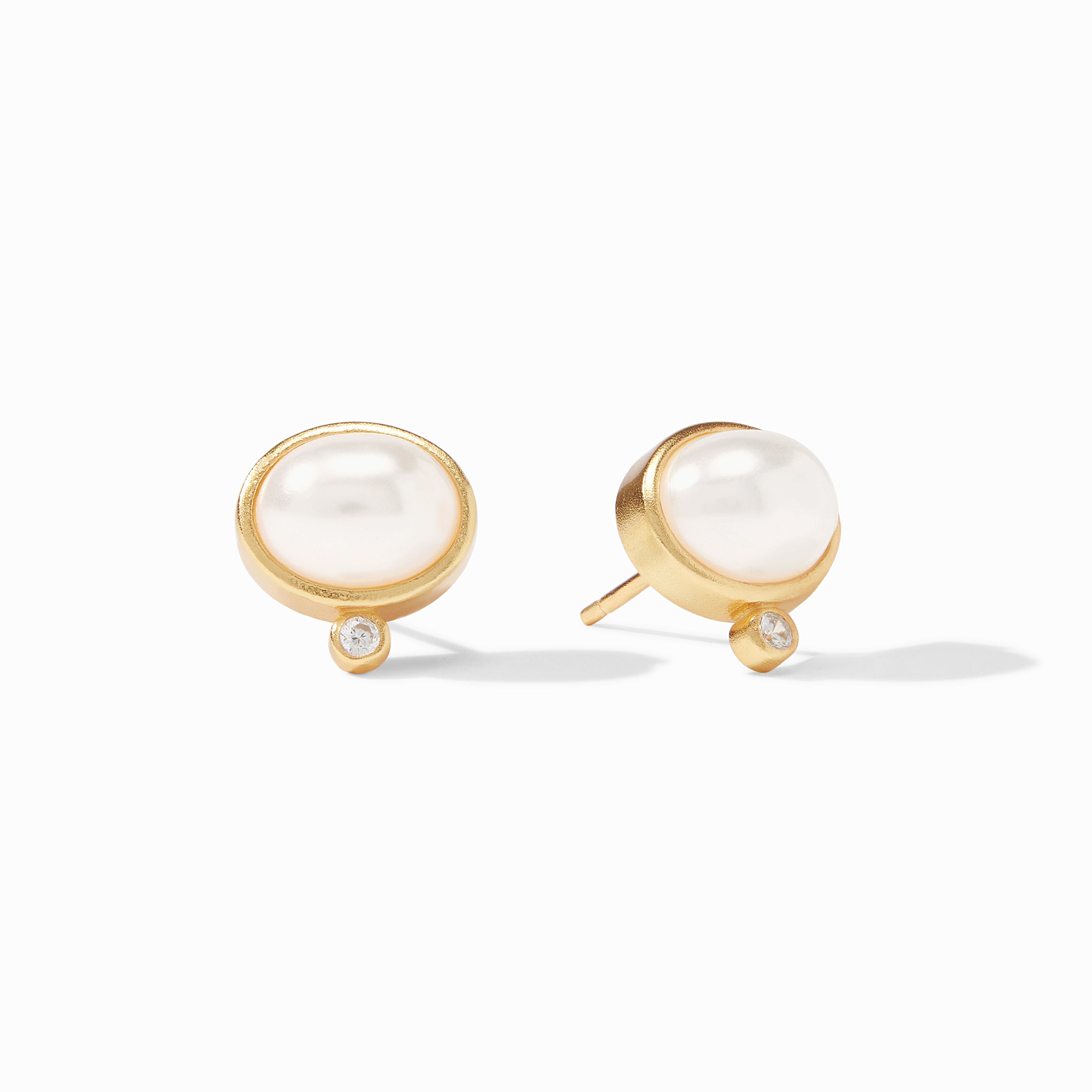 Gold Plated Pearl/CZ Stud