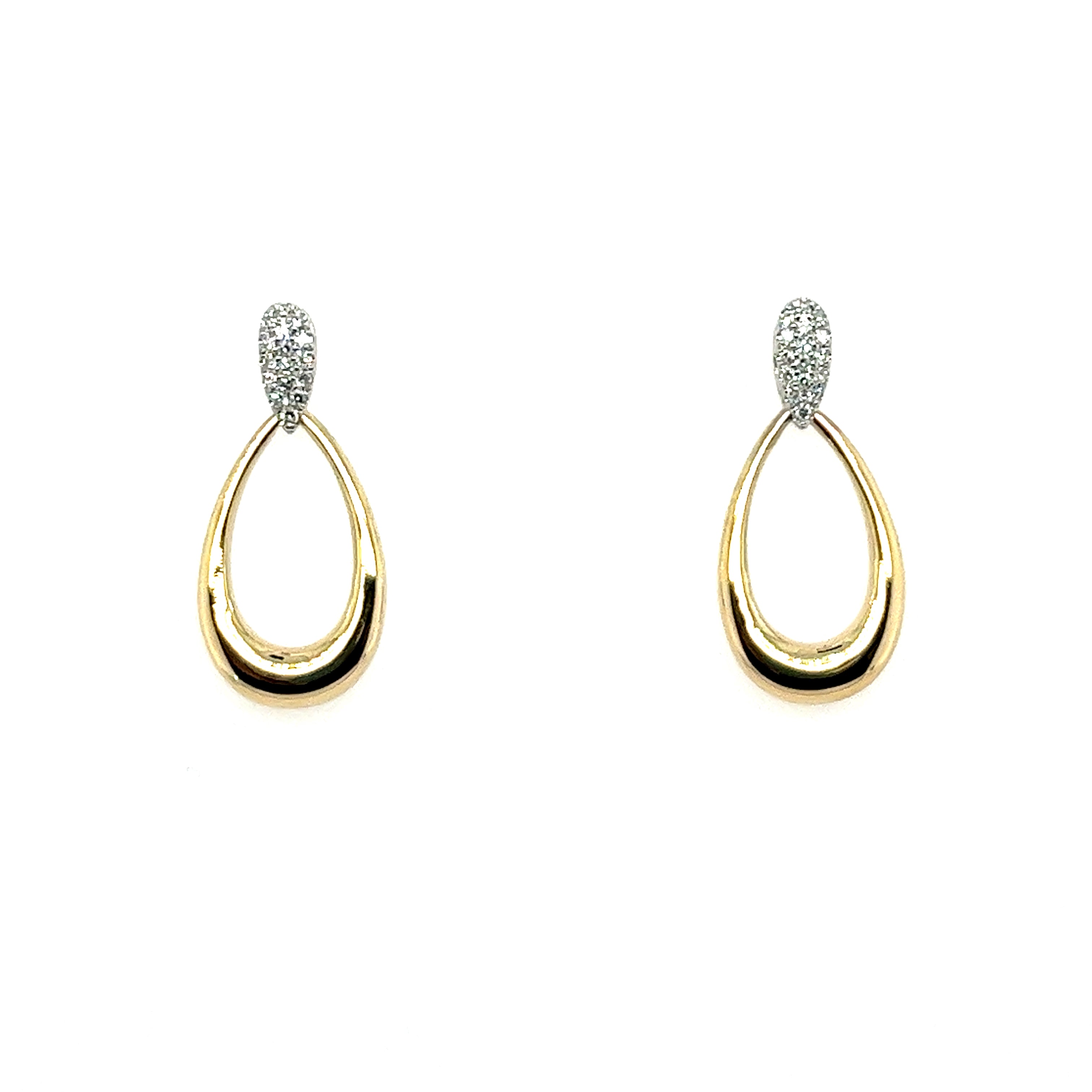 14K Yellow And White Gold Dangle Diamond Earrings