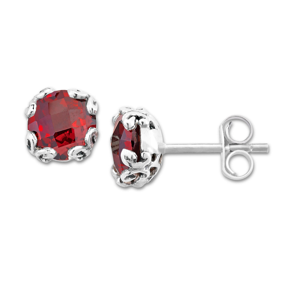 Sterling Silver Garnets Earrings