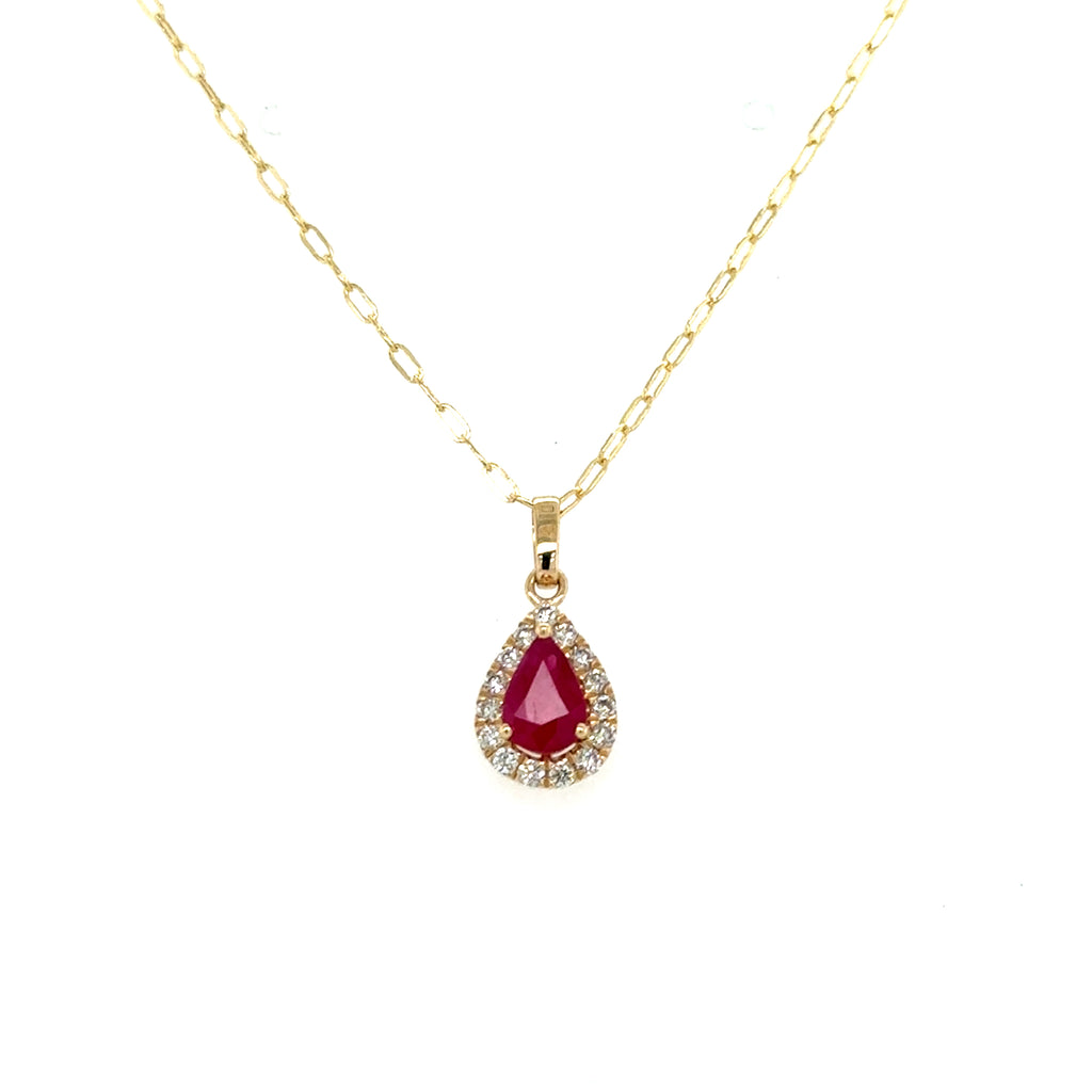 14K Yellow Gold Ruby Pendant