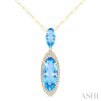 14K Yellow Gold Blue Topaz Pendant