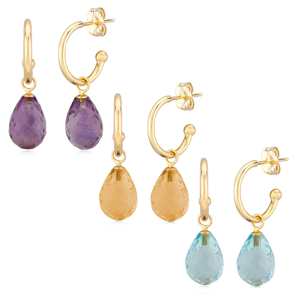 14K Yellow Gold Multi Stone Earrings