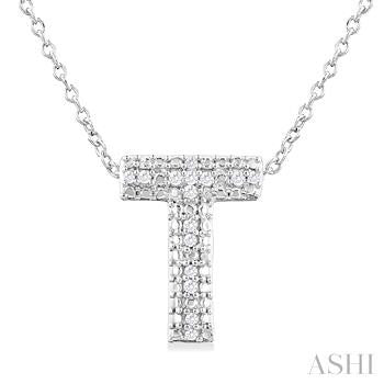 Sterling Silver Bubble Initial Diamond Pendant