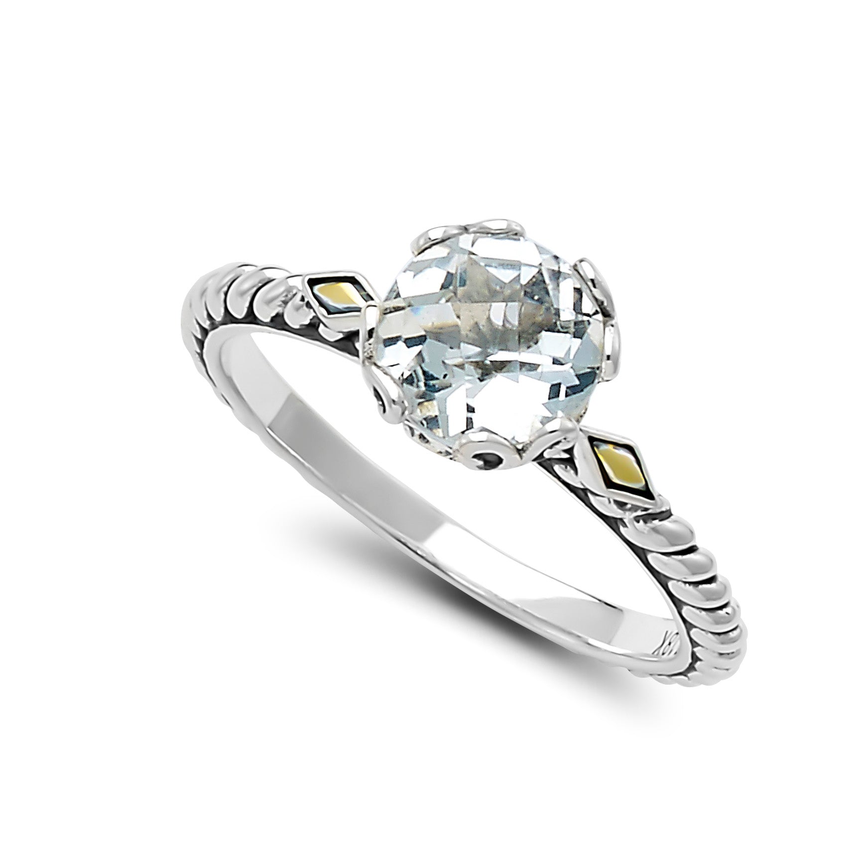 Sterling Silver And 18K Yellow Gold White Topaz Ring