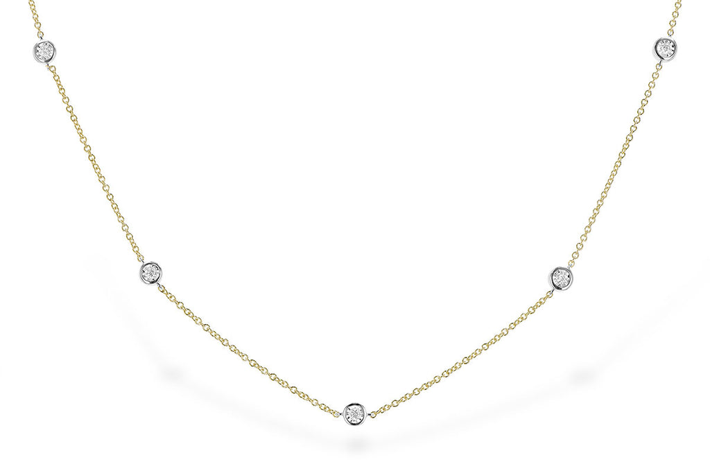 14K Yellow And White Gold Station Diamond Pendant