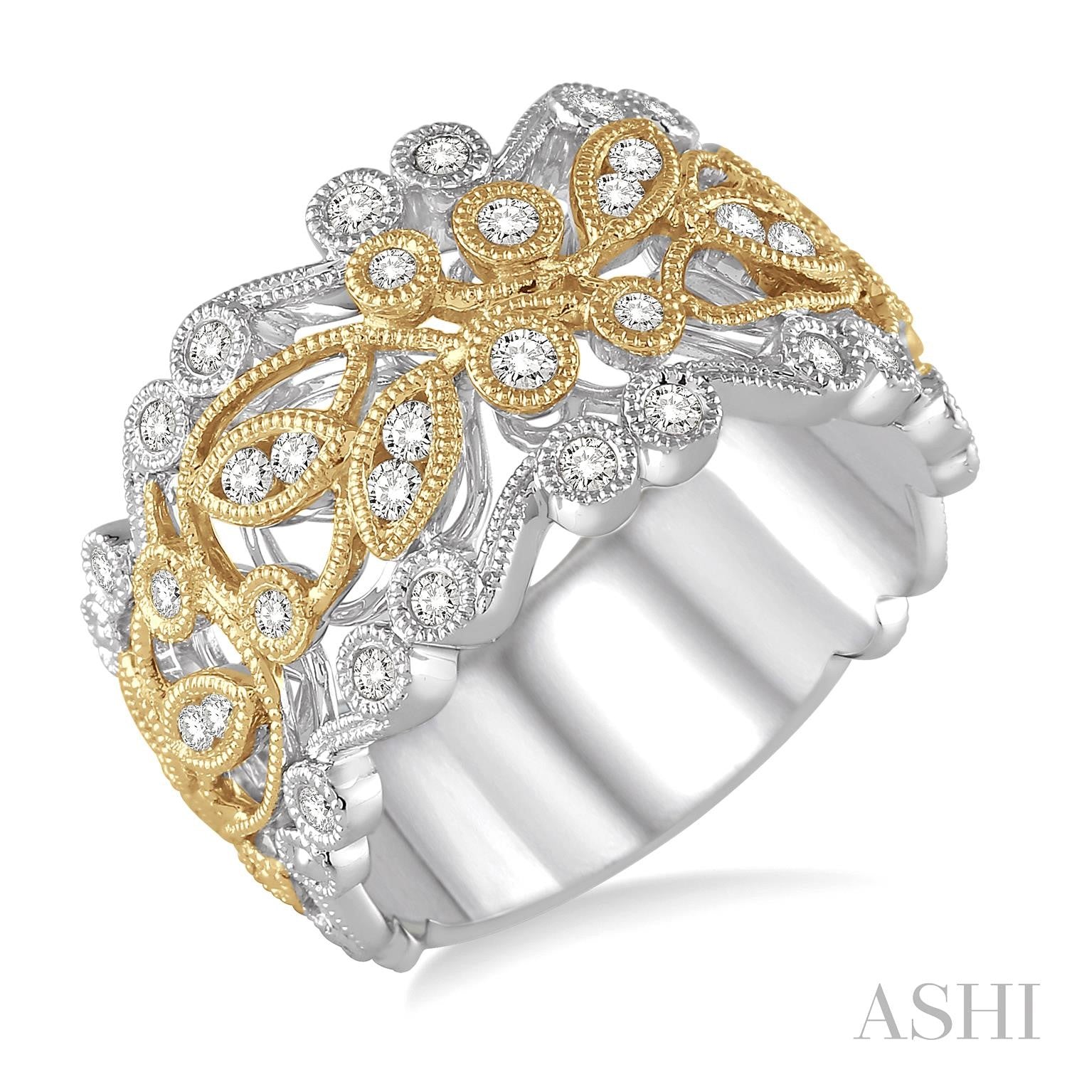 14K Yellow And White Gold Diamond Fashion Ring