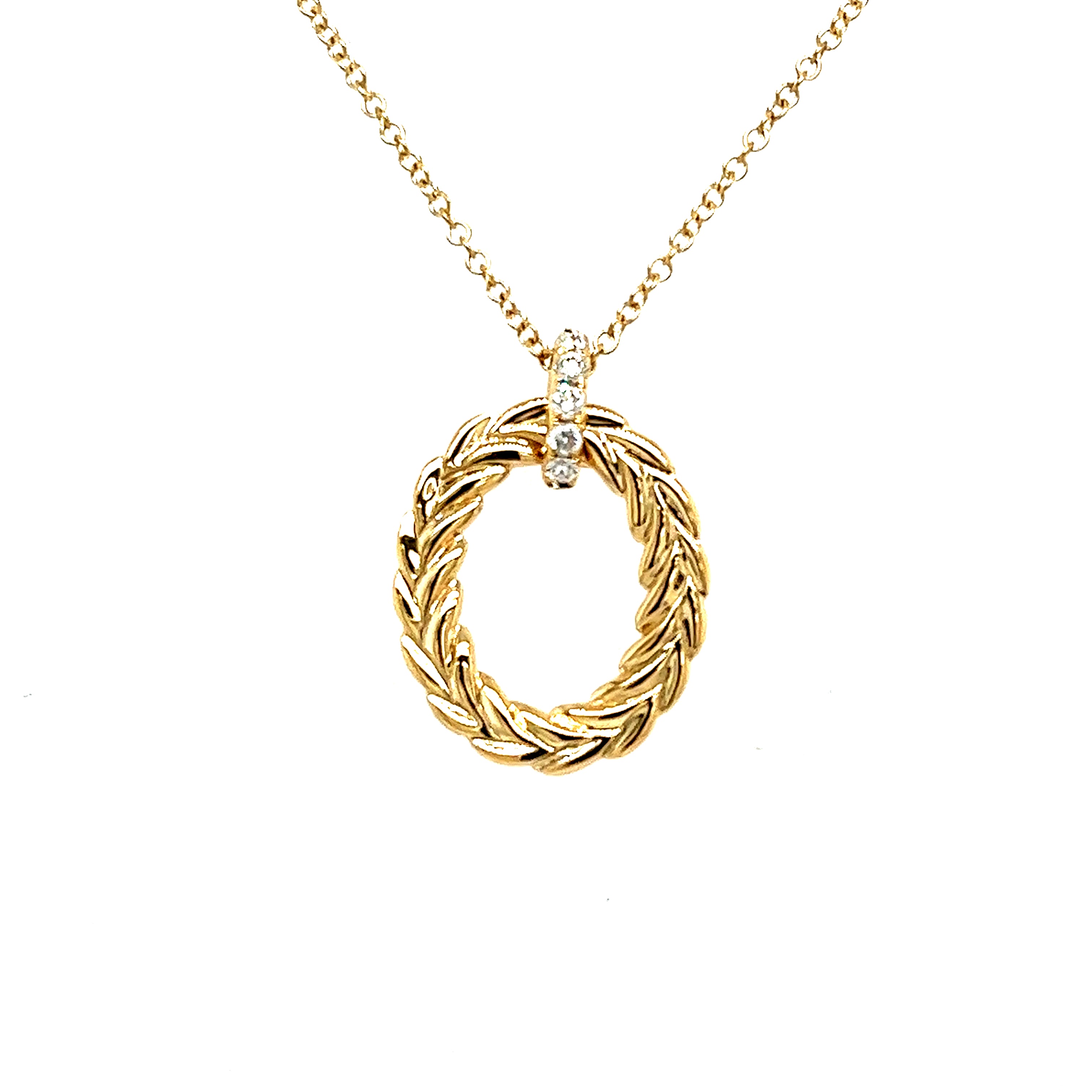 14K Yellow Gold Drop Diamond Pendant - Shy Creation