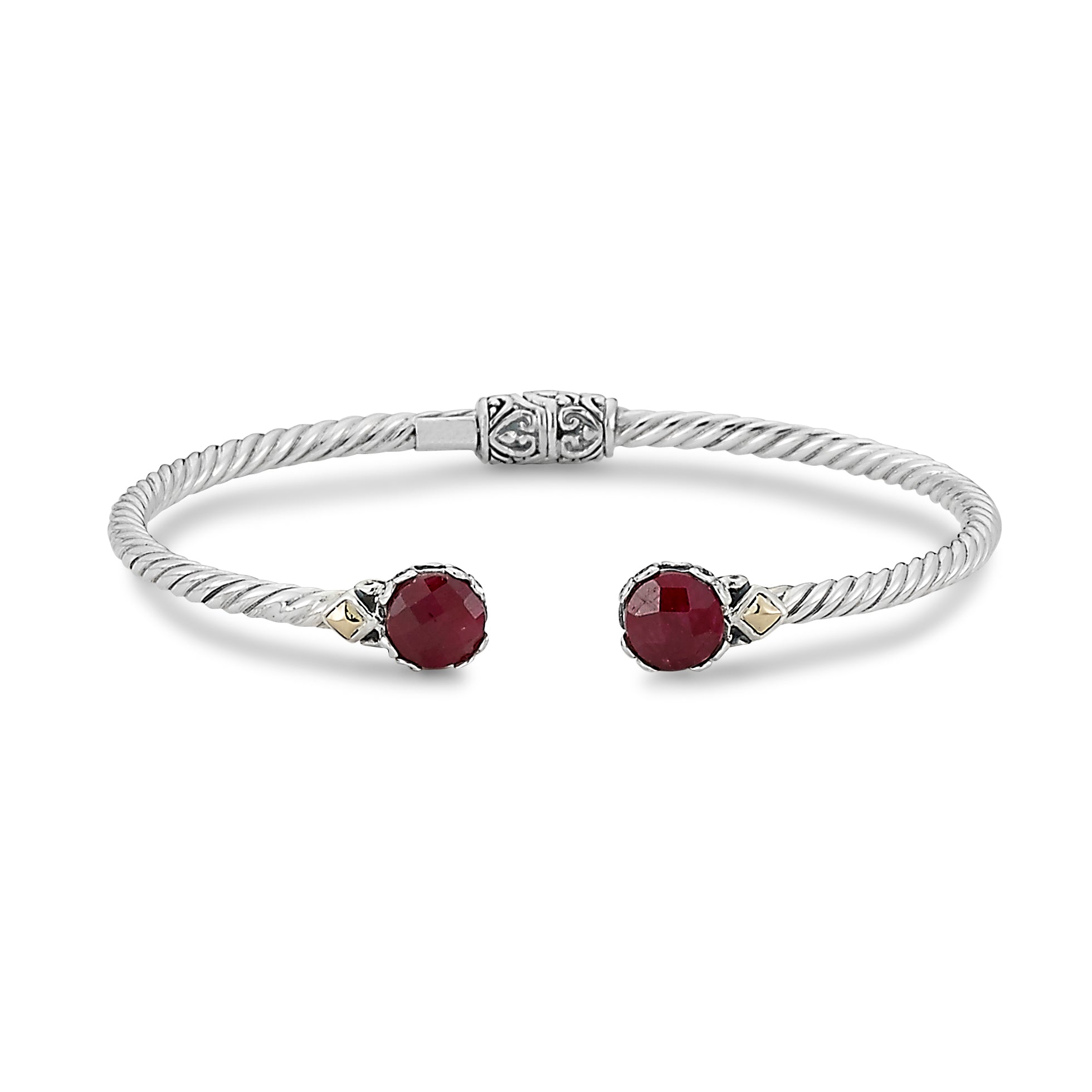 Sterling Silver And 18K Yellow Gold Rubies Bracelet