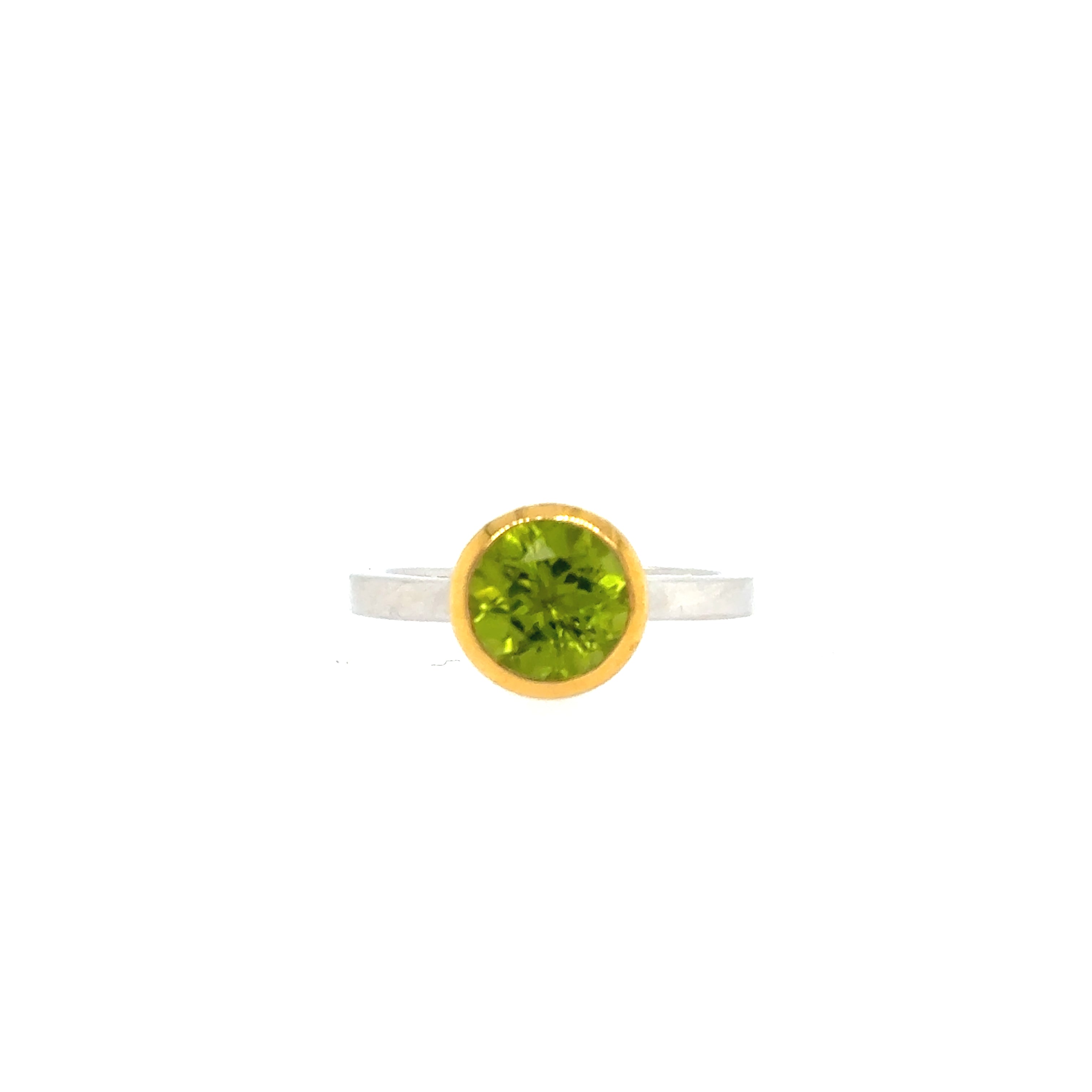 Sterling Silver And Gold Plated Peridot Ring