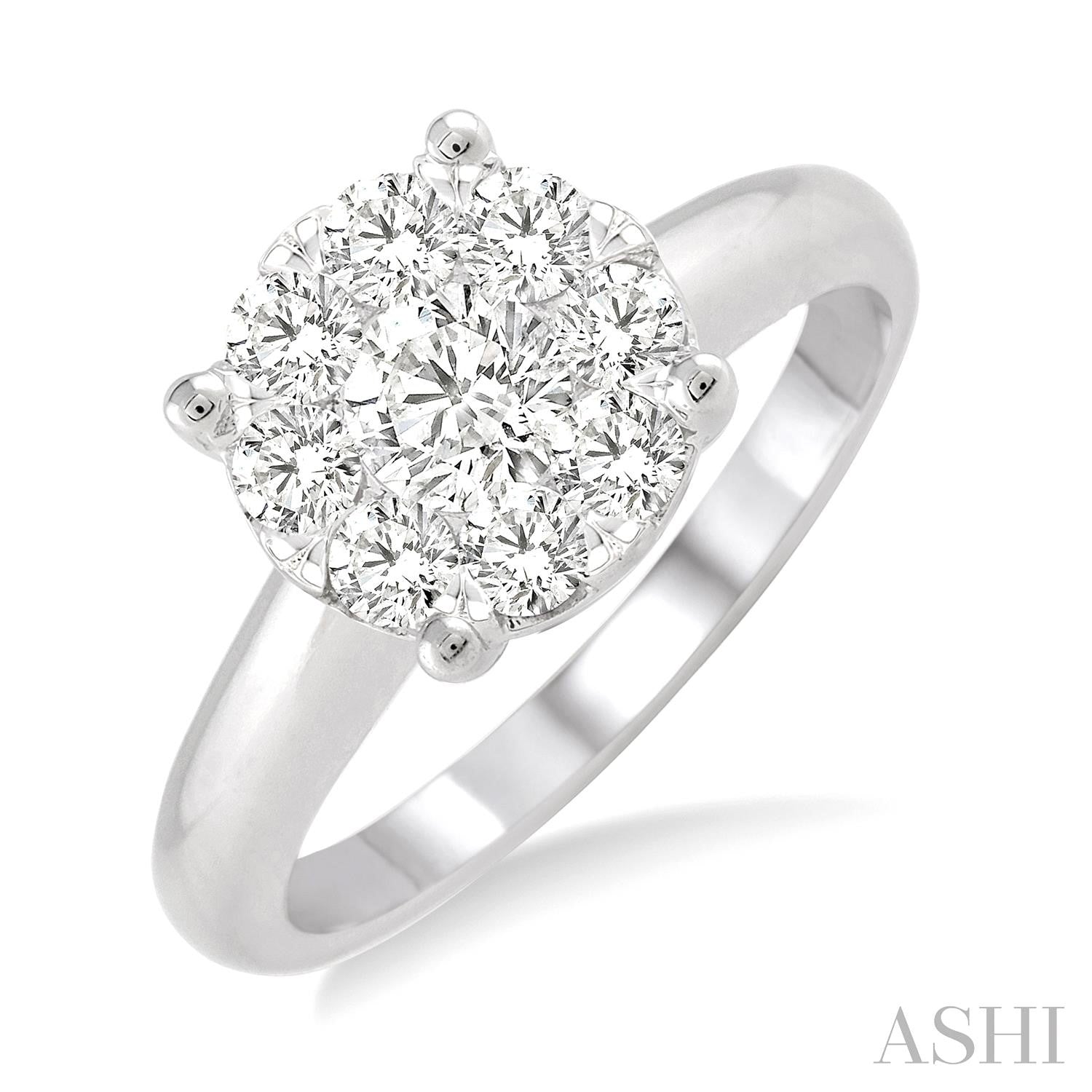 14k White Gold Classic Round Diamond Engagement Ring