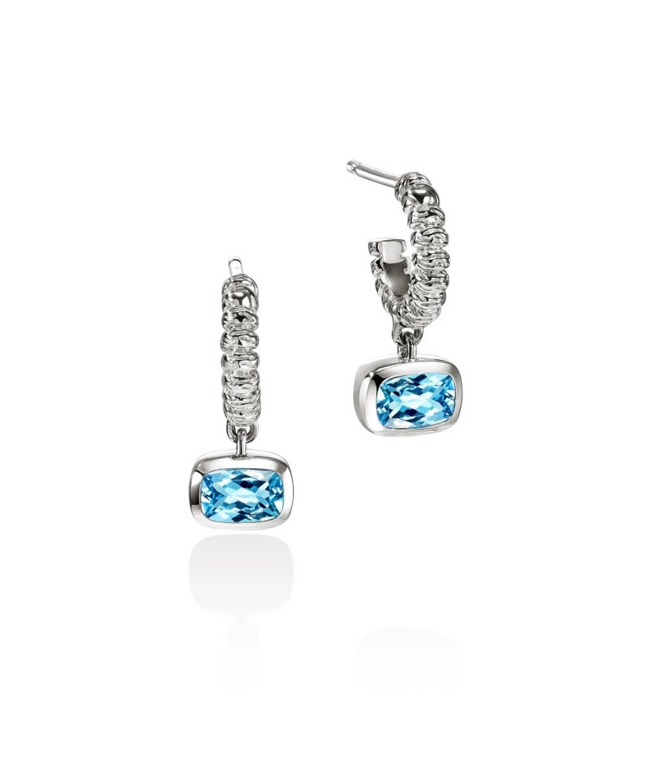 Sterling Silver Blue Topazes Earrings