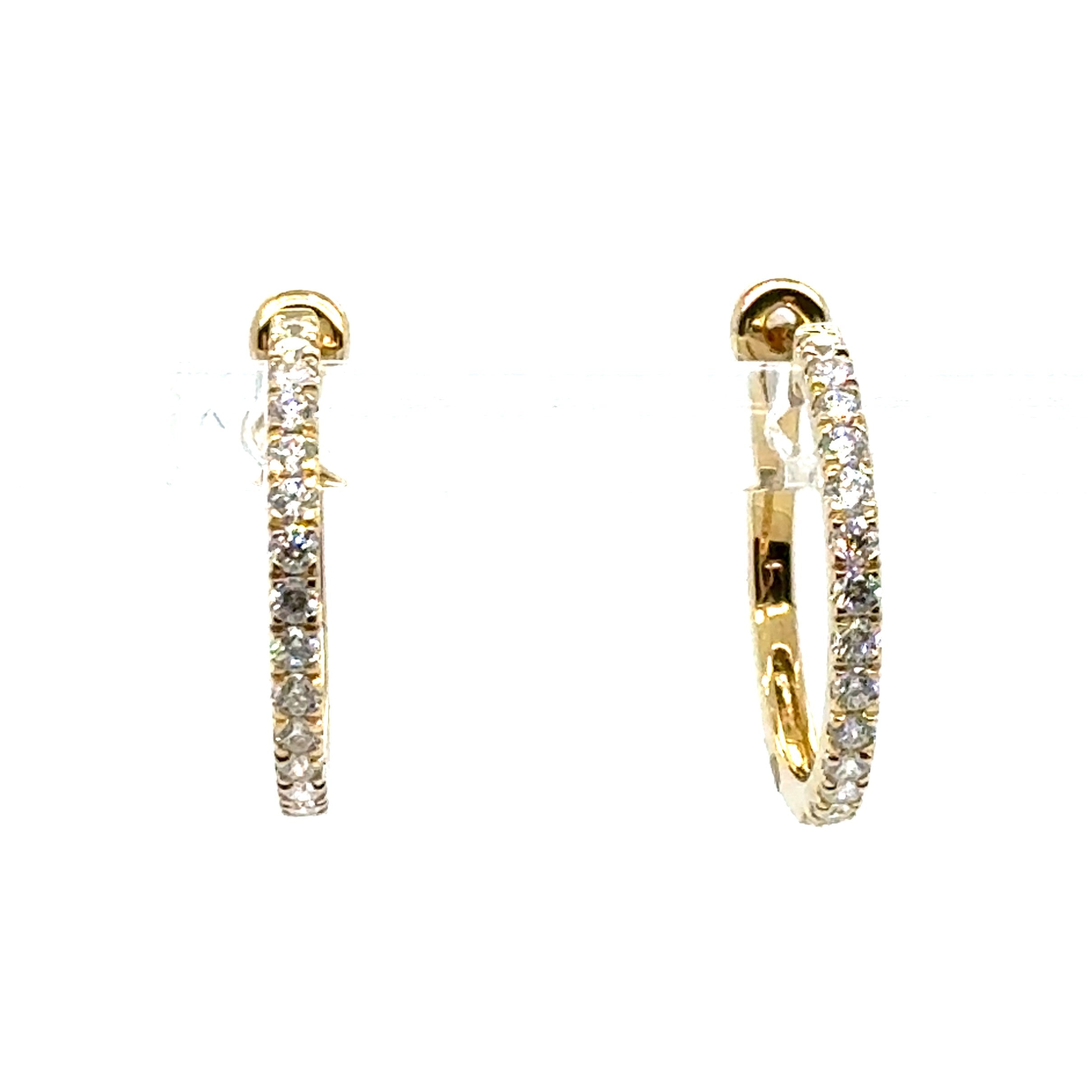 14 Karat Small Hoop Diamond Earrings