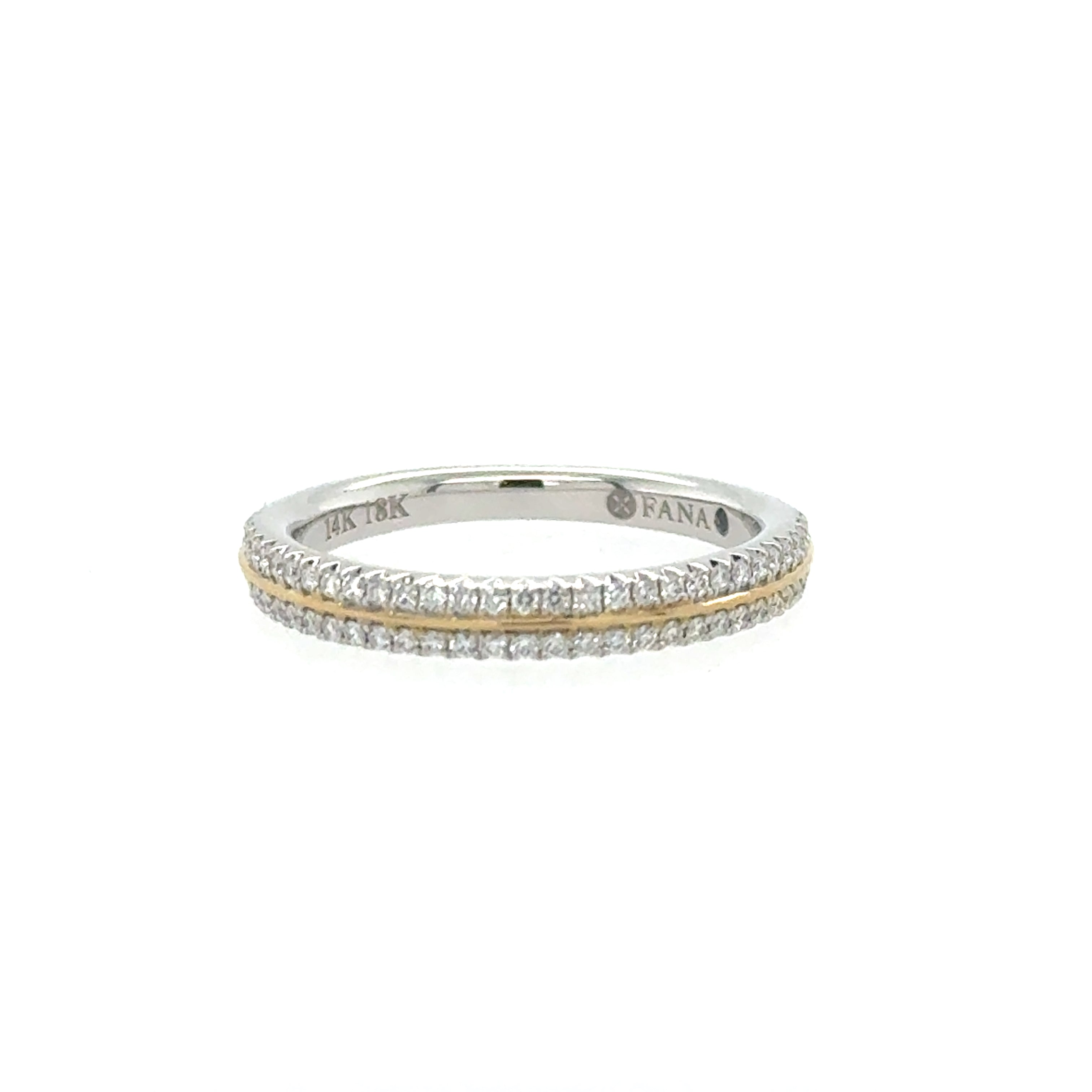 18K Yellow And White Gold Diamond Wedding Band