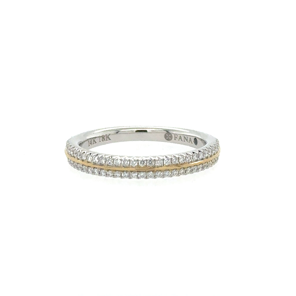 18K Yellow And White Gold Diamond Wedding Band