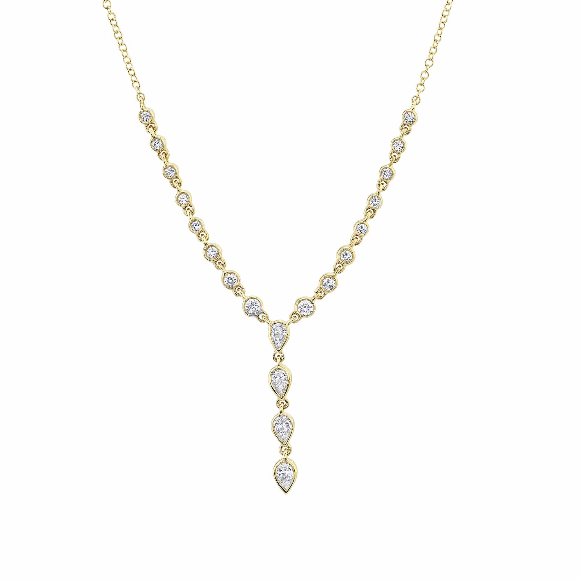 14K Yellow Gold Lariat Diamond Pendant