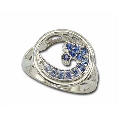 14k White Gold Sapphires Ring
