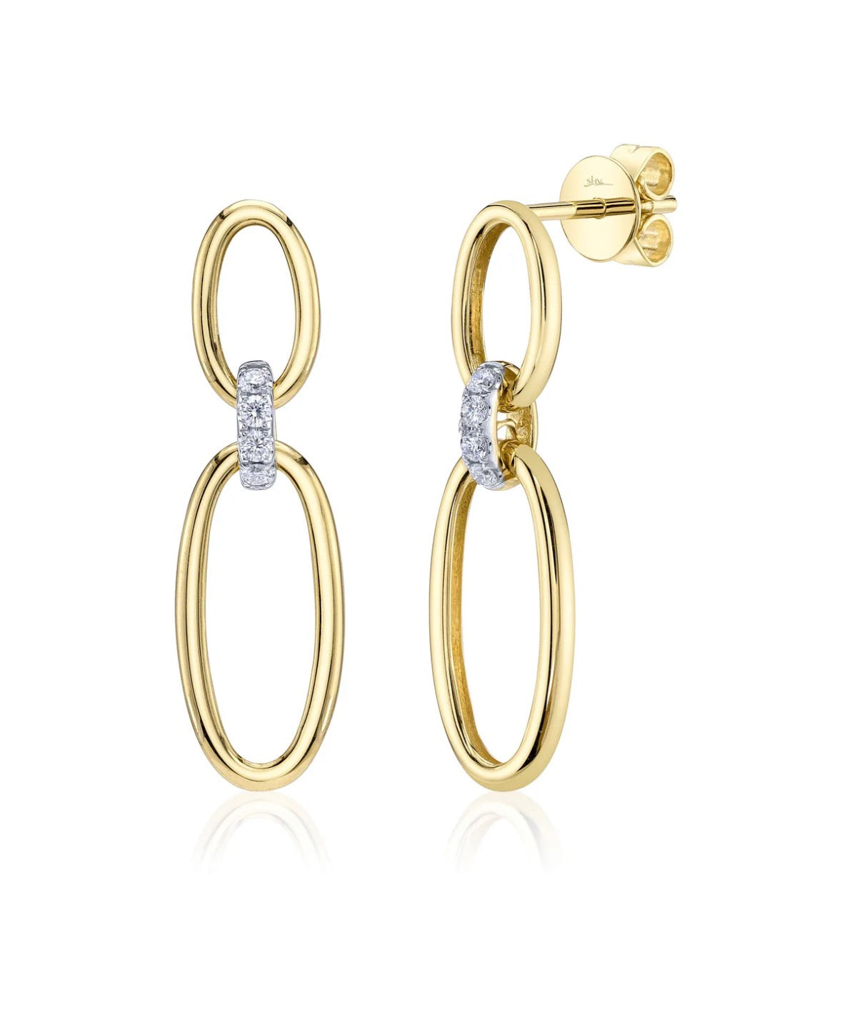 14K Yellow Gold Dangle Diamond Earrings