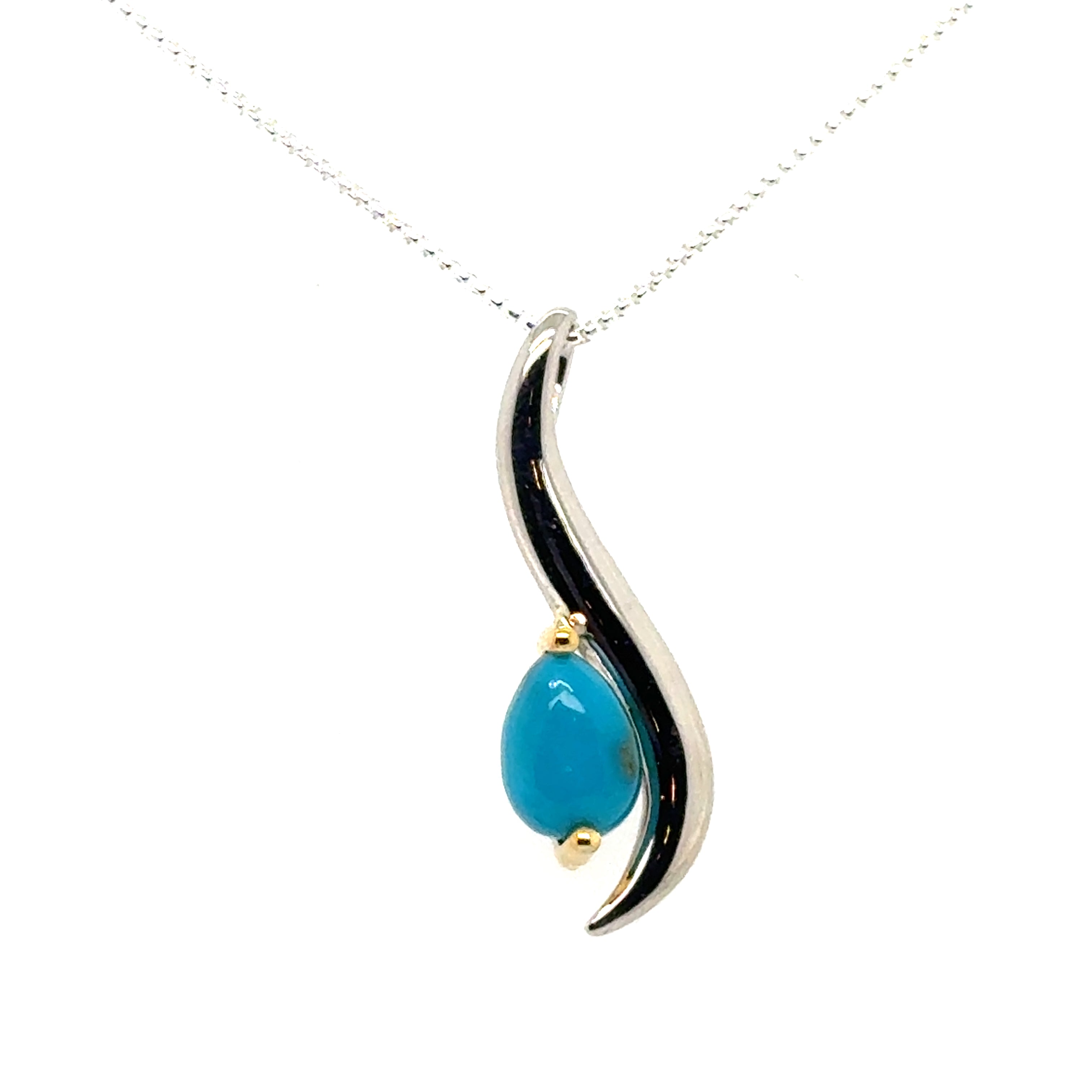 Sterling Silver And Gold Plated Turquoise Pendant
