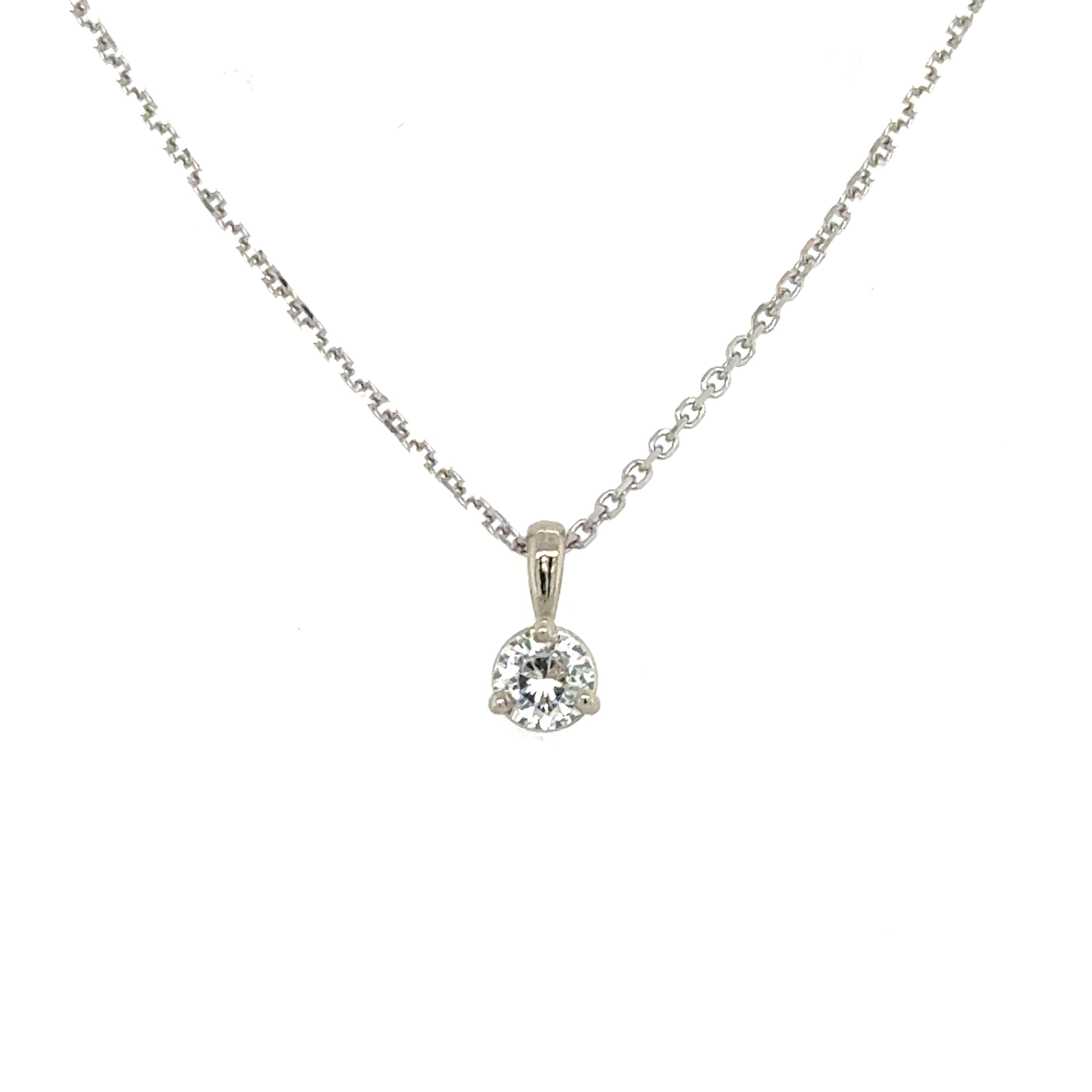 14k White Gold Solitaire Diamond Pendant