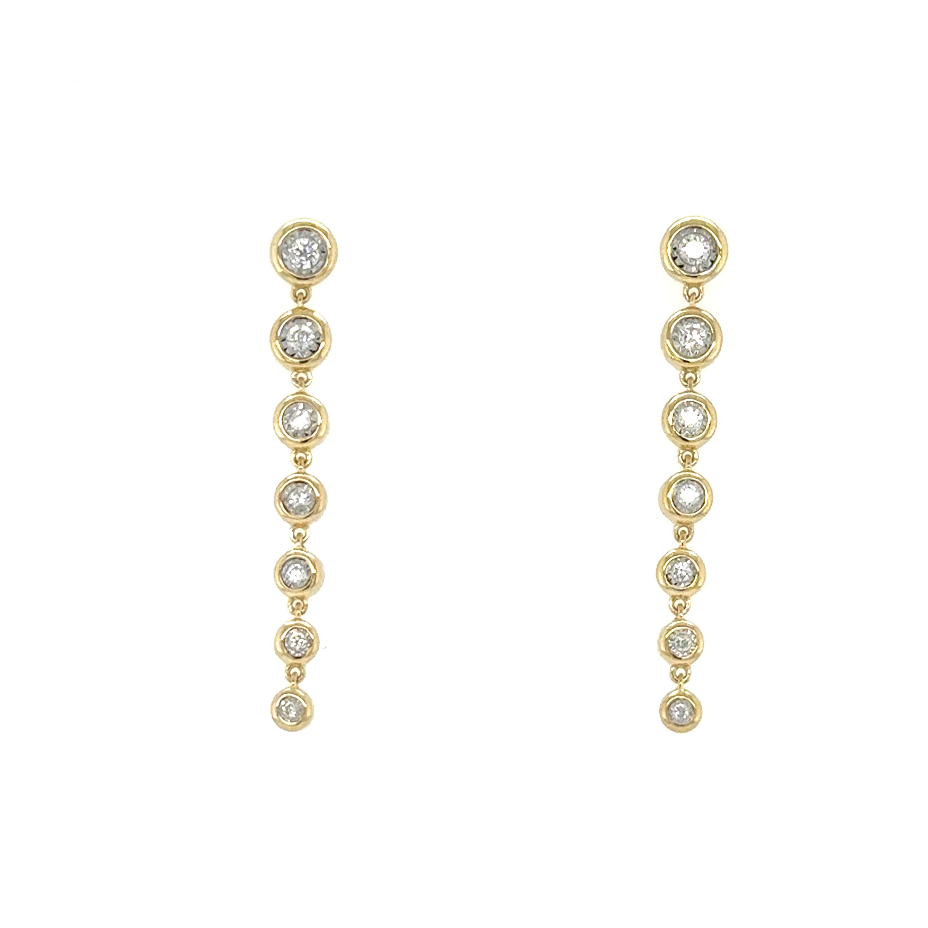 14K Yellow Gold Dangle Diamond Earrings