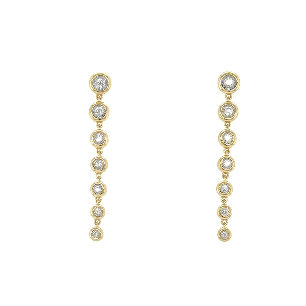 14K Yellow Gold Dangle Diamond Earrings