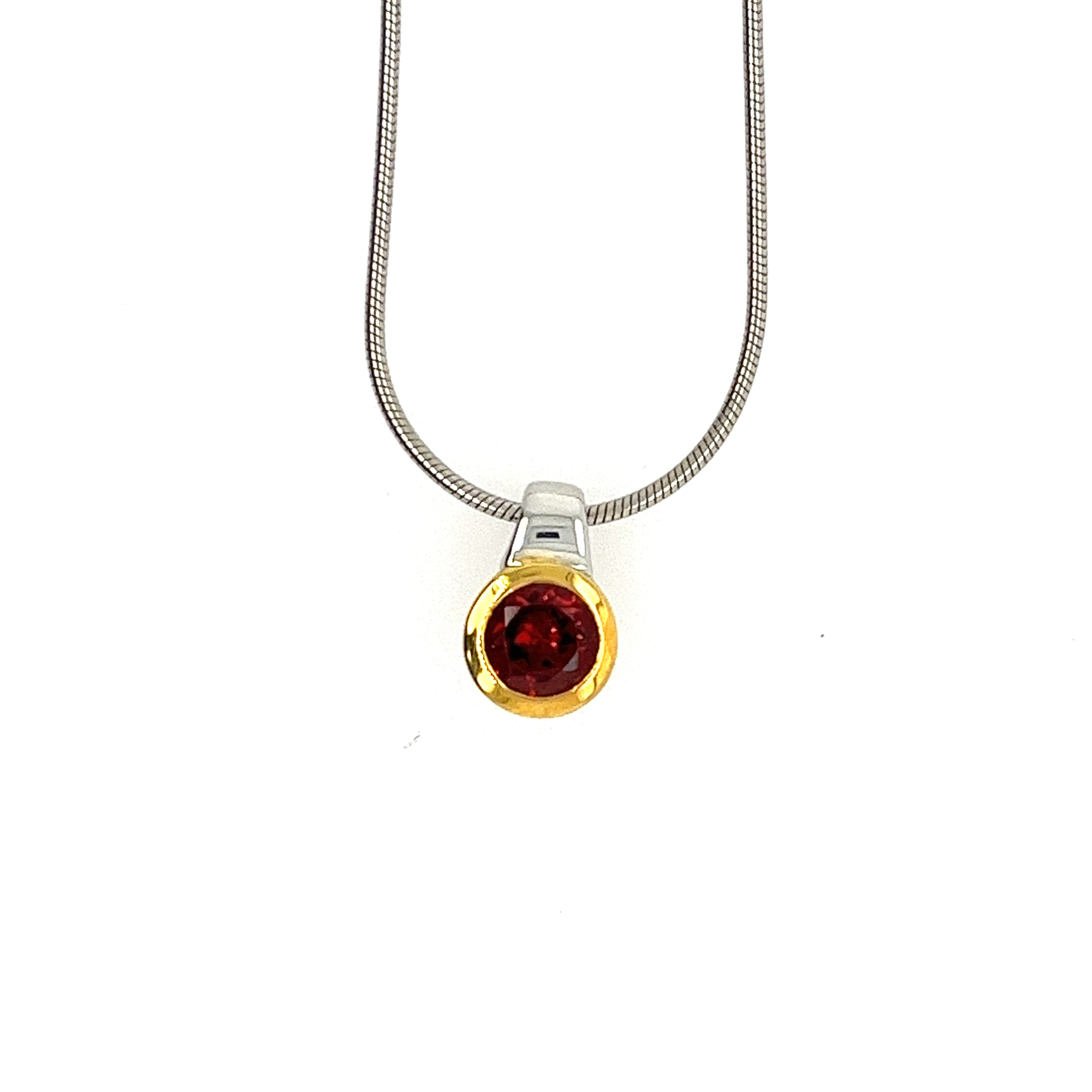 Sterling Silver And Gold Plated Garnet Pendant