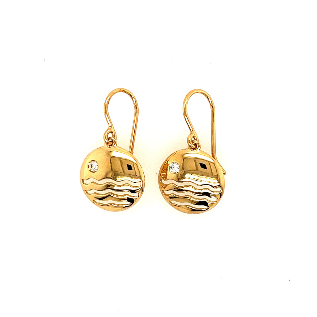 Lakeshore Diamond Yellow Gold Earrings