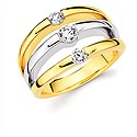 14K Yellow And White Gold 3 Stone Diamond Fashion Ring