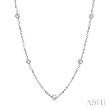 14k White Gold Station Diamond Pendant